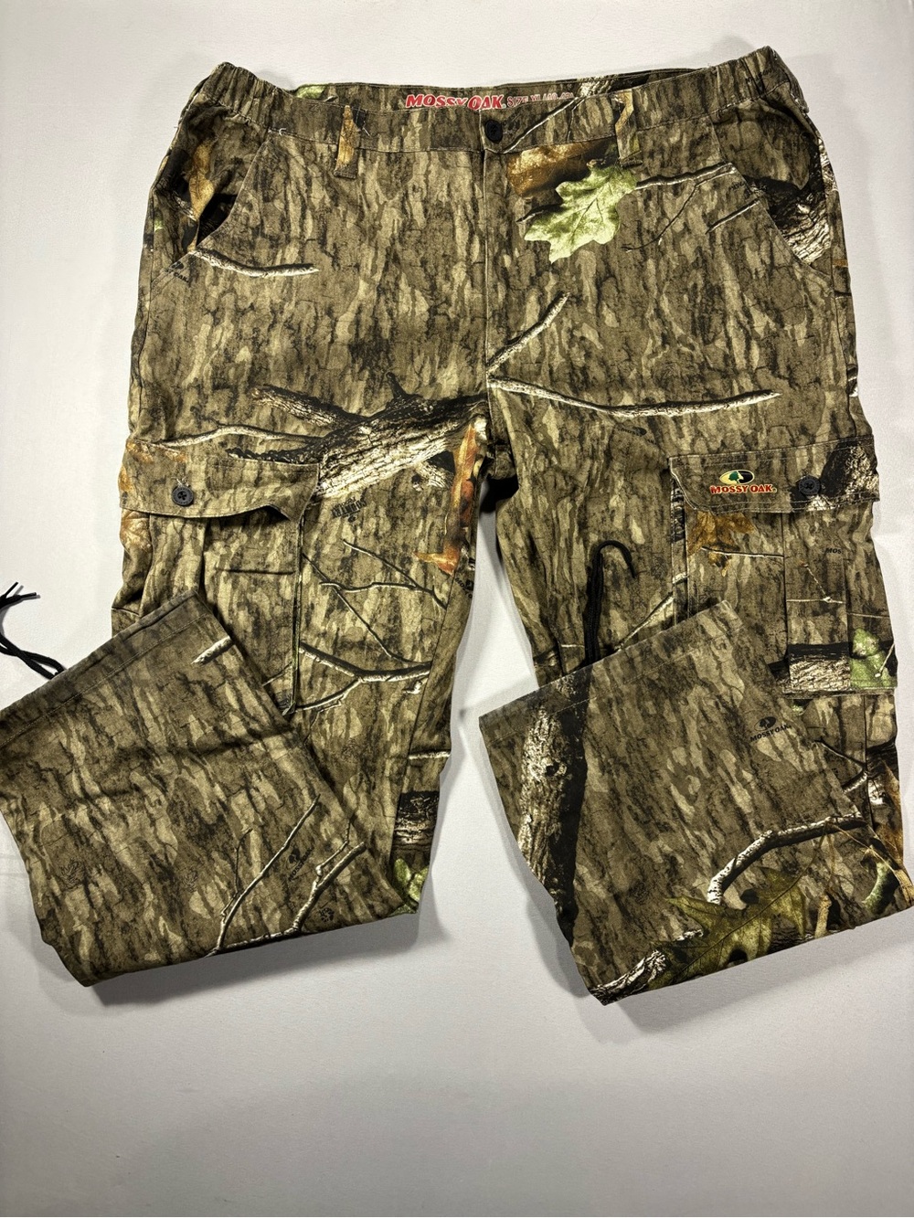 Mossy Oak Camouflage 6 Pocket Elastic Sides Hunting Cargo Pants Men's XL 40-42